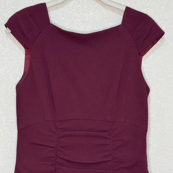 Nanette Lepore Ruched Cocktail Dress Size 6 Burgundy - Picture 3 of 9